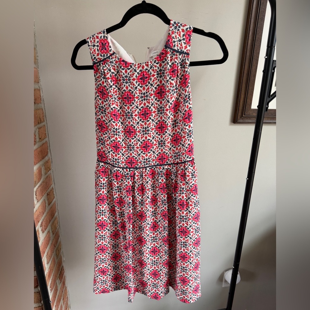 4th of July J. Crew 100% Silk Red and Blue Floral Dress
